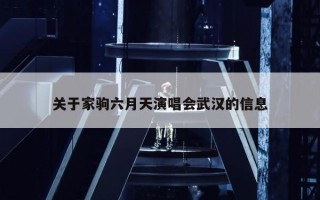 关于家驹六月天演唱会武汉的信息