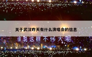 关于武汉昨天有什么演唱会的信息